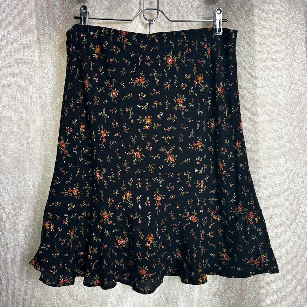 Madewell Black Mini Skirt with Rusty Floral Print